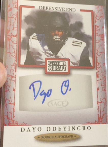 2021 SAGE Premier Draft #A2 Dayo Odeyingbo Rookie Autograph — front