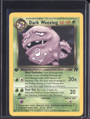 1999 Pokémon Team Rocket #31 Dark Weezing — front
