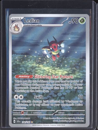 2024 Pokemon Stellar Crown #144/142 Ledian Illustration Rare — front