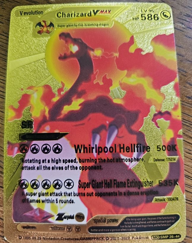 2022 Pokémon Charizard VMAX #26-44 Whirlpool Hellfire Gold Foil — front