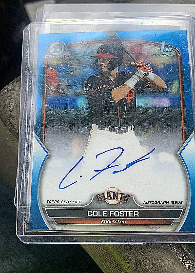 2023 Bowman Chrome Draft #CDA-CF Cole Foster 1st Auto — front