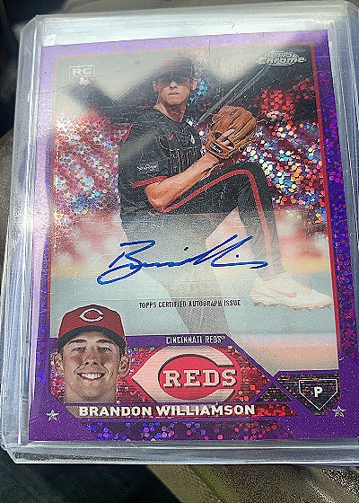 2023 Topps Chrome Update #AC-BWI Brandon Williamson RC Auto Purple Speckle — front
