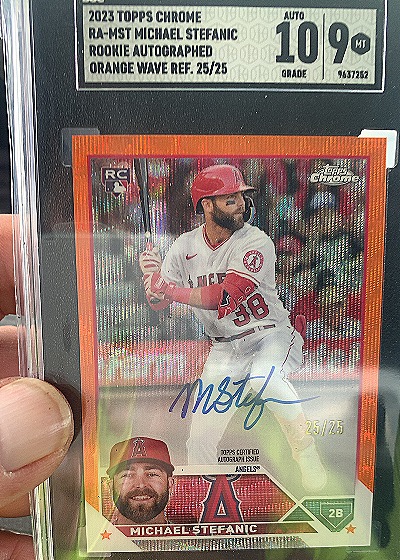 2023 Topps Chrome #RA-MST Michael Stefanic Rookie Autographed Orange Wave 25/25 — front