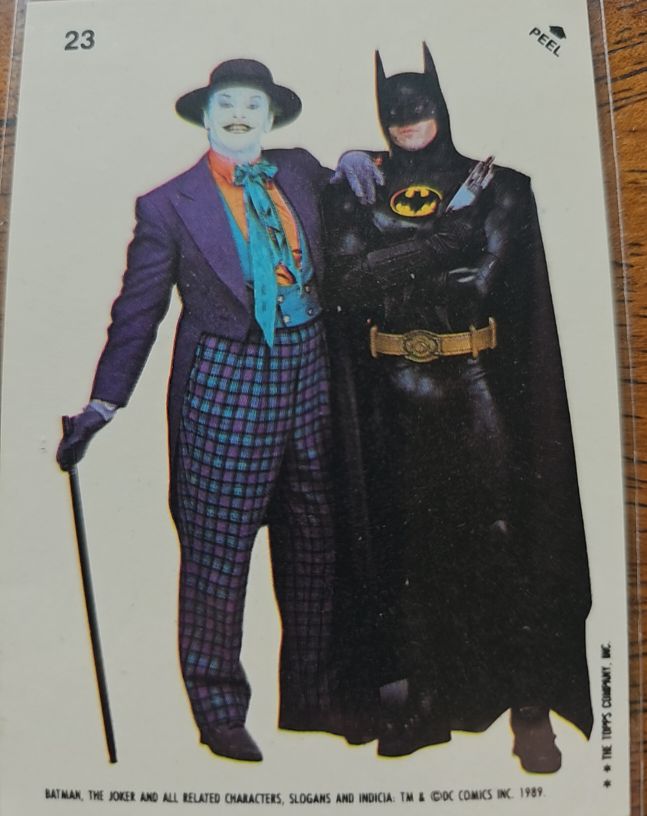 1989 Topps Batman Sticker #23 Batman & Joker — front