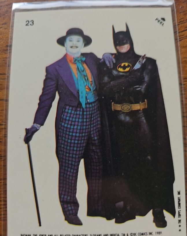 1989 Topps Batman Sticker #23 Batman & Joker — front