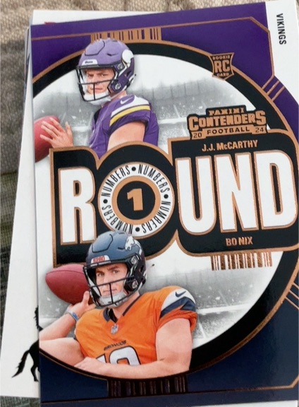 2024 Panini Contenders #4 J.J. McCarthy / Bo Nix Round Numbers Rookie — front