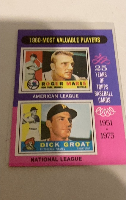 1975 Topps #198 1960 MVP's Roger Maris / Dick Groat — front