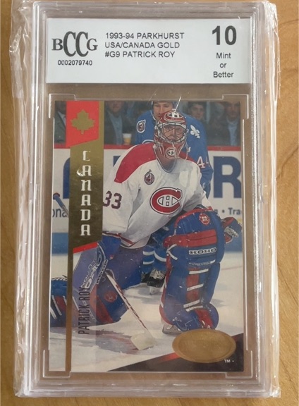 1993-94 Parkhurst USA/Canada Gold #G9 Patrick Roy — front