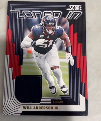 2025 Panini Score Zoned In Patch #ZON-WAJ Will Anderson Jr. — front