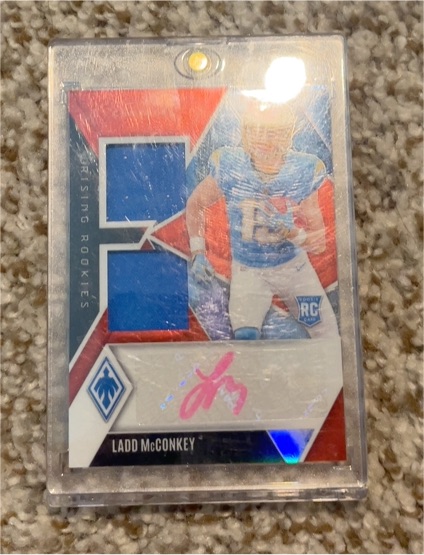2024 Panini Phoenix Rising Rookies Dual Patch Autographs Ladd McConkey — front