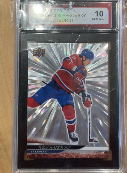 2024-25 Upper Deck #10 Juraj Slafkovsky Silver Outburst — front
