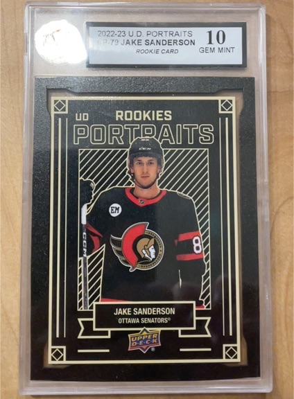 2022-23 Upper Deck UD Portraits #P-79 Jake Sanderson — front
