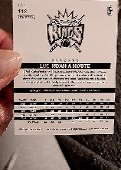 2013-14 Panini NBA Hoops #112 Luc Mbah a Moute — back
