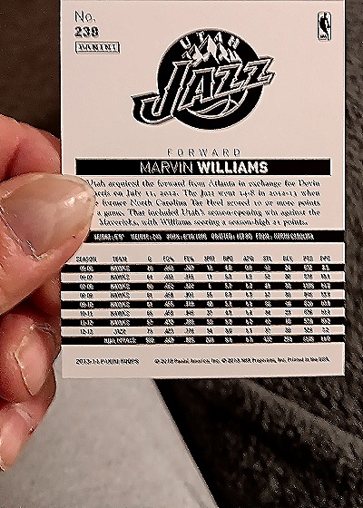 1992-93 Topps #238 Marvin Williams — back