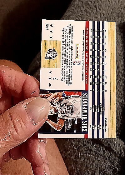 2011-12 Panini NBA Hoops #149 Kris Humphries — back
