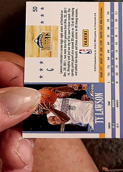 2011-12 Panini NBA Hoops #50 Ty Lawson — back