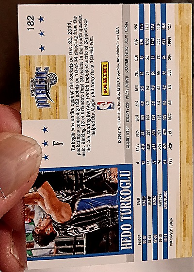 2011-12 Panini NBA Hoops #182 Hedo Turkoglu — back