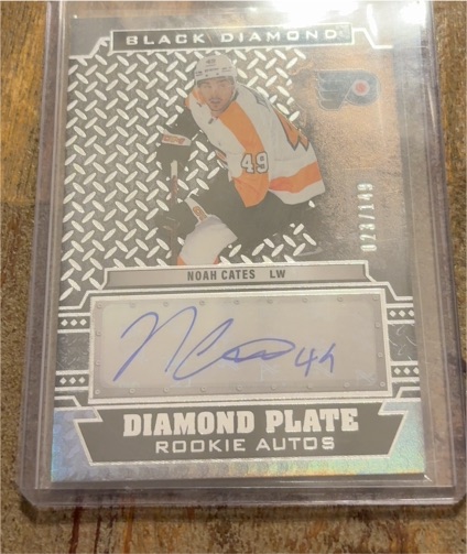 2022-23 Upper Deck Black Diamond Diamond Plate Rookie Autographs #DPRNC Noah Cates — front