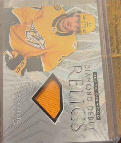 2023-24 Upper Deck Black Diamond Debut Relics #DD-LE Luke Evangelista — front