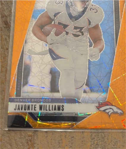 2024 Panini Prizm Orange Lazer Javonte Williams — front