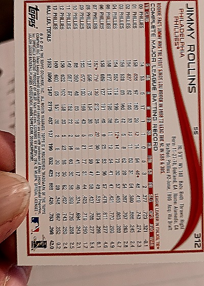 2017 Topps #312 Jimmy Rollins — back
