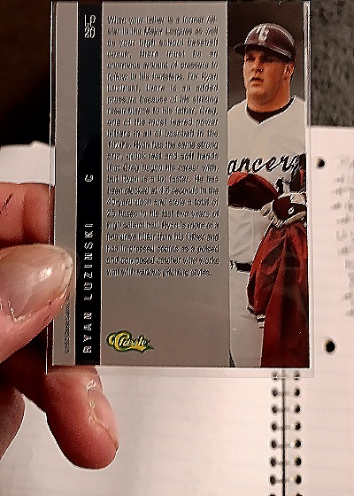 1992 Classic Four Sport #LP 20 Ryan Luzinski — back