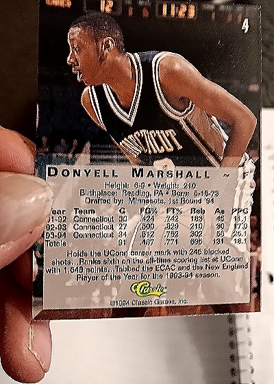 1994 Classic Four Sport Gold #4 Donyell Marshall — back