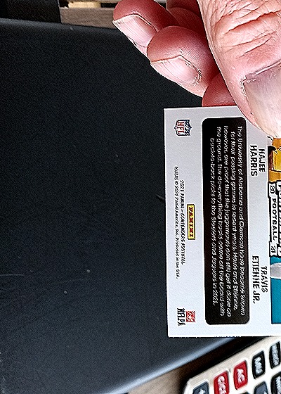 2021 Panini Contenders Round Numbers #RN-TET Travis Etienne Jr. Najee Harris — back