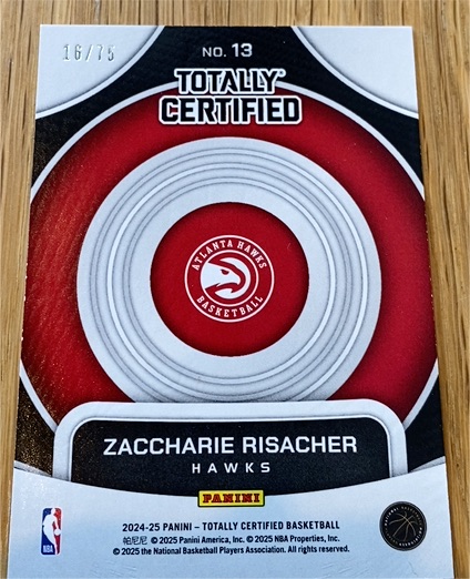 2024-25 Panini Totally Certified #13 Zaccharie Risacher — front