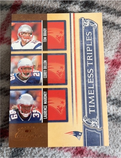 2007 Donruss Classics Timeless Triples #TT-9 Tom Brady Corey Dillon Laurence Maroney — front