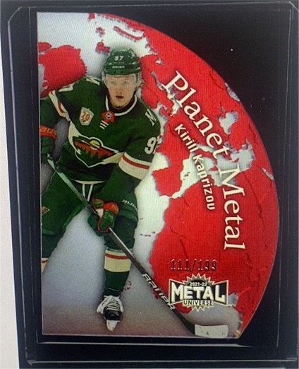 2021-22 Skybox Metal Universe #PM-8 Kirill Kaprizov Planet Metal Red Parallel — front