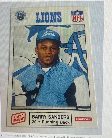 1989 Oscar Mayer #11 Barry Sanders — front
