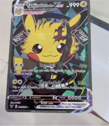 Custom Pikachu Tanjiro VCOS Cosplay Pokemon Card — front