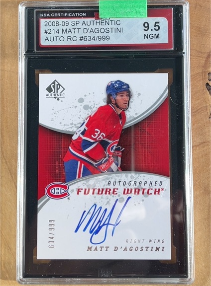 2008-09 SP Authentic #214 Matt D'Agostini Future Watch Autographed Rookie Card — front