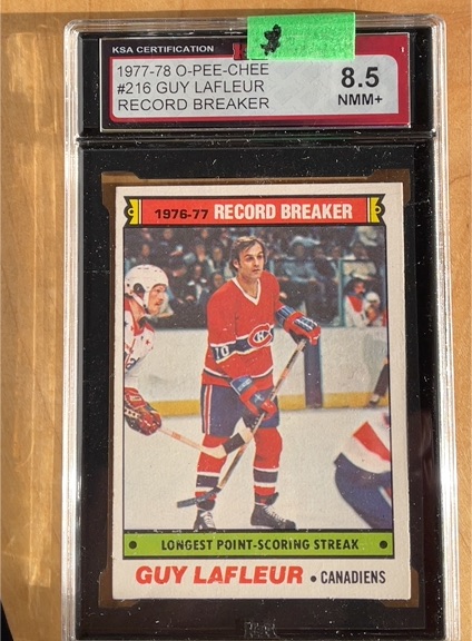 1977-78 O-Pee-Chee #216 Guy Lafleur Record Breaker — front