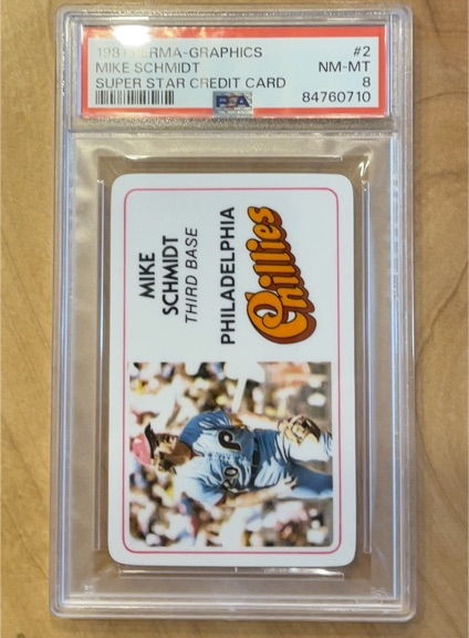 1981 Perma-Graphics Super Star Credit Card #2 Mike Schmidt — front