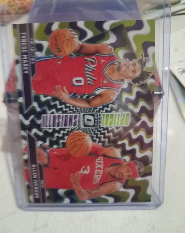 2024-25 Panini Donruss Optic #3 Optical Illusions Tyrese Maxey Allen Iverson — front