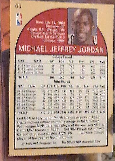 1986 Fleer #66 Michael Jordan — back