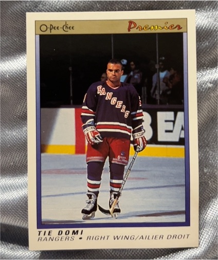 1990-91 O-Pee-Chee Premier #25 Tie Domi Rookie — front