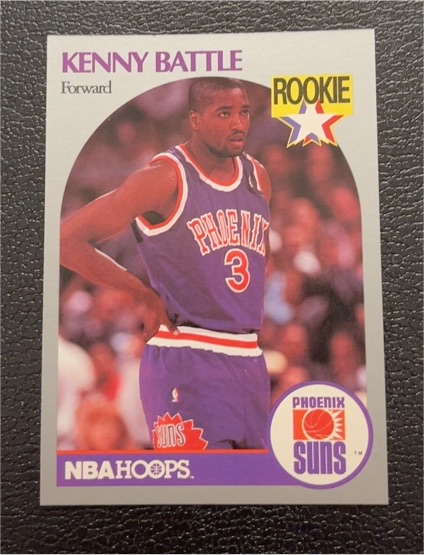 1990 NBA Hoops #233 Kenny Battle Rookie Card Phoenix Suns — front