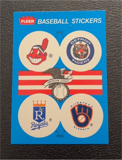 1989 Fleer Baseball Team Sticker Indians Tigers Royals Brewers #NNO — front
