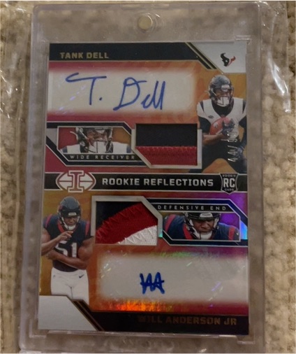 2023 Panini Illusions Rookie Reflections Dual Patch Auto #RRA-HT Tank Dell / Will Anderson Jr. — front