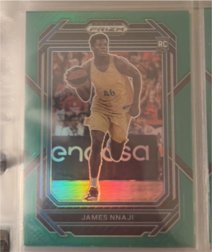 2023-24 Panini Prizm Draft Picks #3 James Nnaji Green Prizm Rookie — front