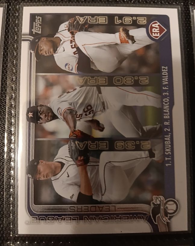 2025 Topps #5 American League Leaders ERA (Skubal / Blanco / Valdez) — front