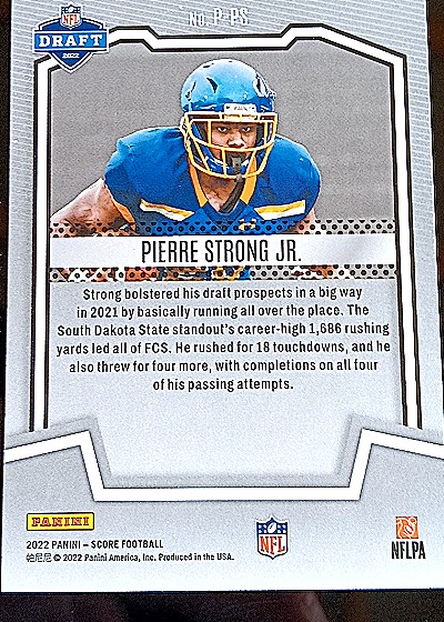2022 Panini Score PROtential #P-PS Pierre Strong Jr. — back
