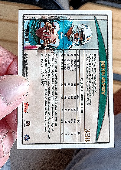 1998 Topps #338 John Avery — back