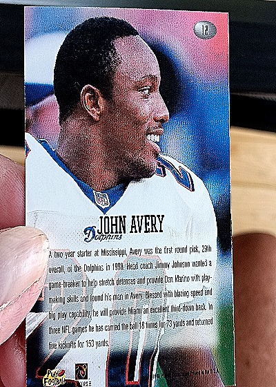 1998 Playoff Momentum #12 John Avery — back