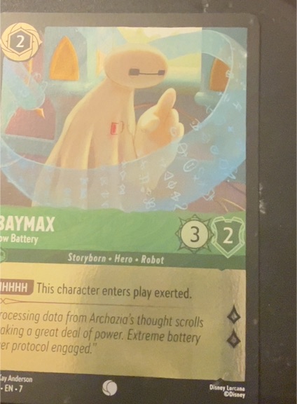 Disney Lorcana Archazia's Island #87 Baymax Low Battery — front