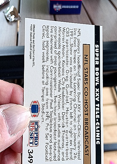 1991 Pro Set #349 Super Bowl XXV Tele-Clinic — back