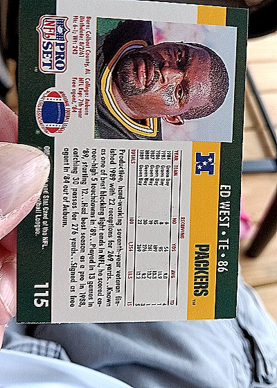 1990 Pro Set #115 Ed West — back
